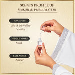 6ml Misk Rijali Premium Attar Musk Based Attar Lily Of Valley Vanilla Musk Amber Perfume UK