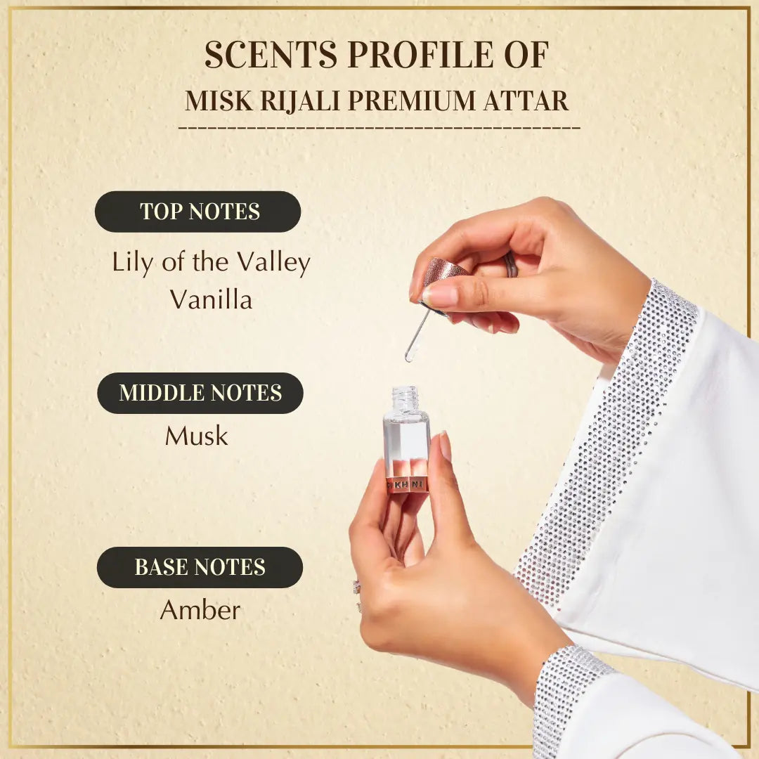 6ml Misk Rijali Premium Attar Musk Based Attar Lily Of Valley Vanilla Musk Amber Perfume UK