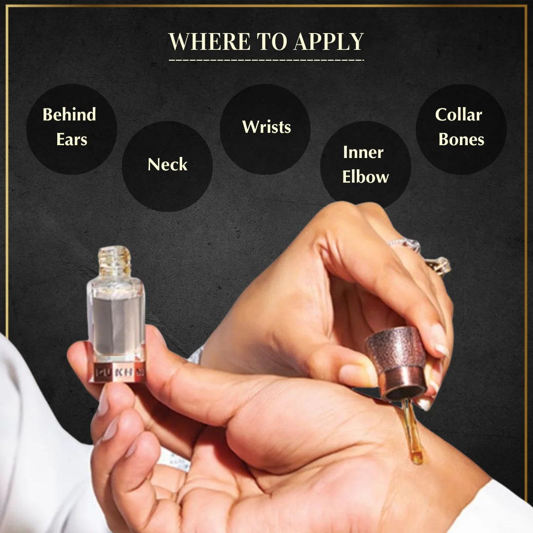 Dukhni Misk Rijali Attar Apply On Wrist Neck Inner Elbow For Long Lasting Fragrance Blended By Artisanals UK