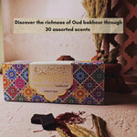Dukhni Oud Bakhoor refill pack of 10 assorted scents, perfect for creating a fragrant ambiance, available in the UK.