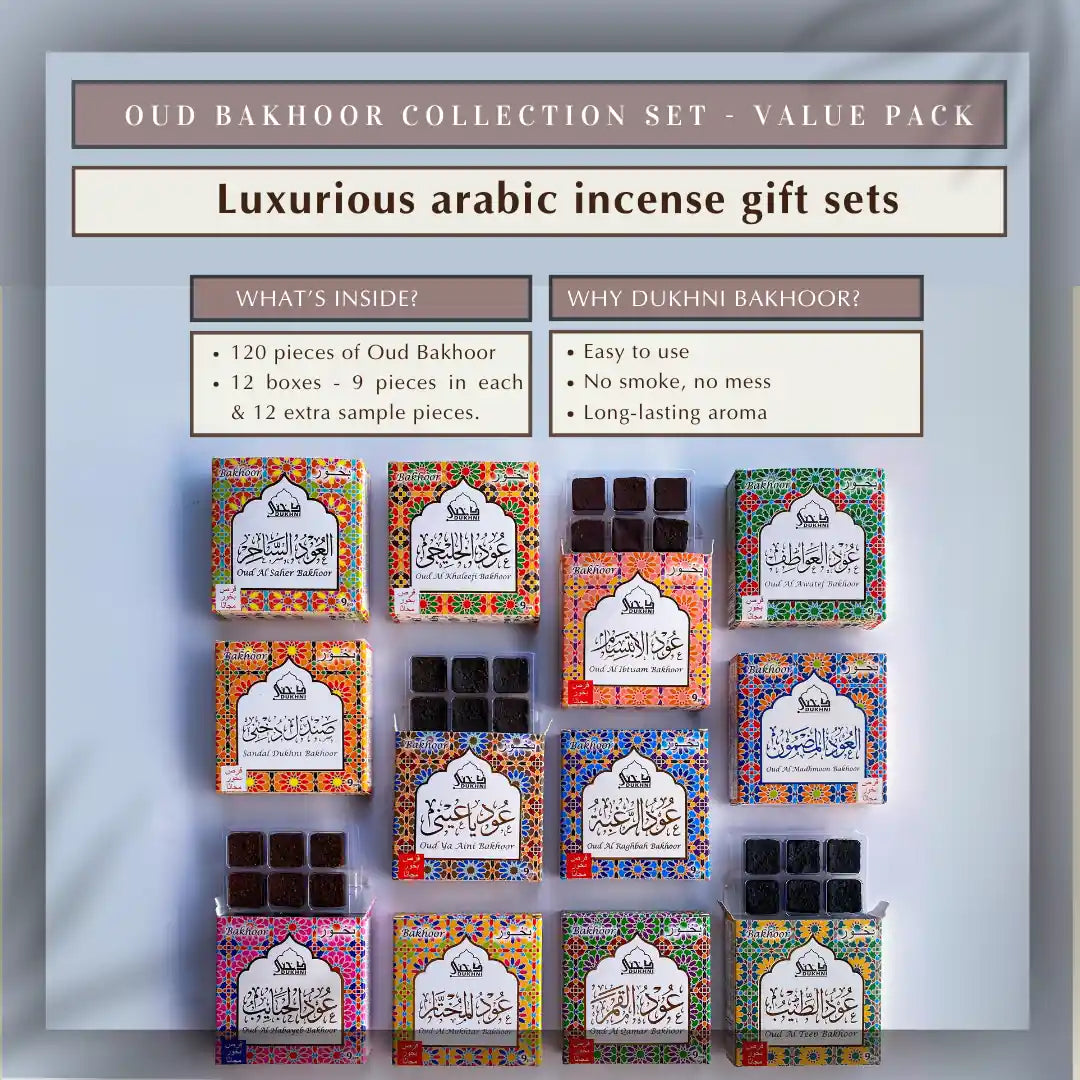 12 Assorted Scents 120 Pieces Arabic Incense Bakhoor Gift Set Oudh Fragrance Long Lasting Aroma Mega Pack UK