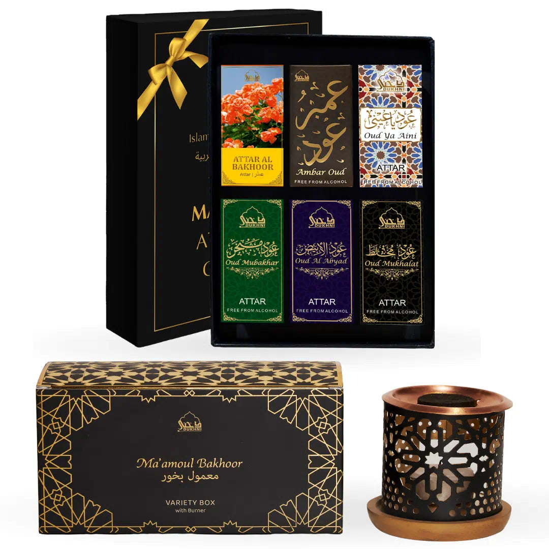 Ma'amoul Bakhoor Variety Box with Burner + Ma'amoul Attar Oil Set