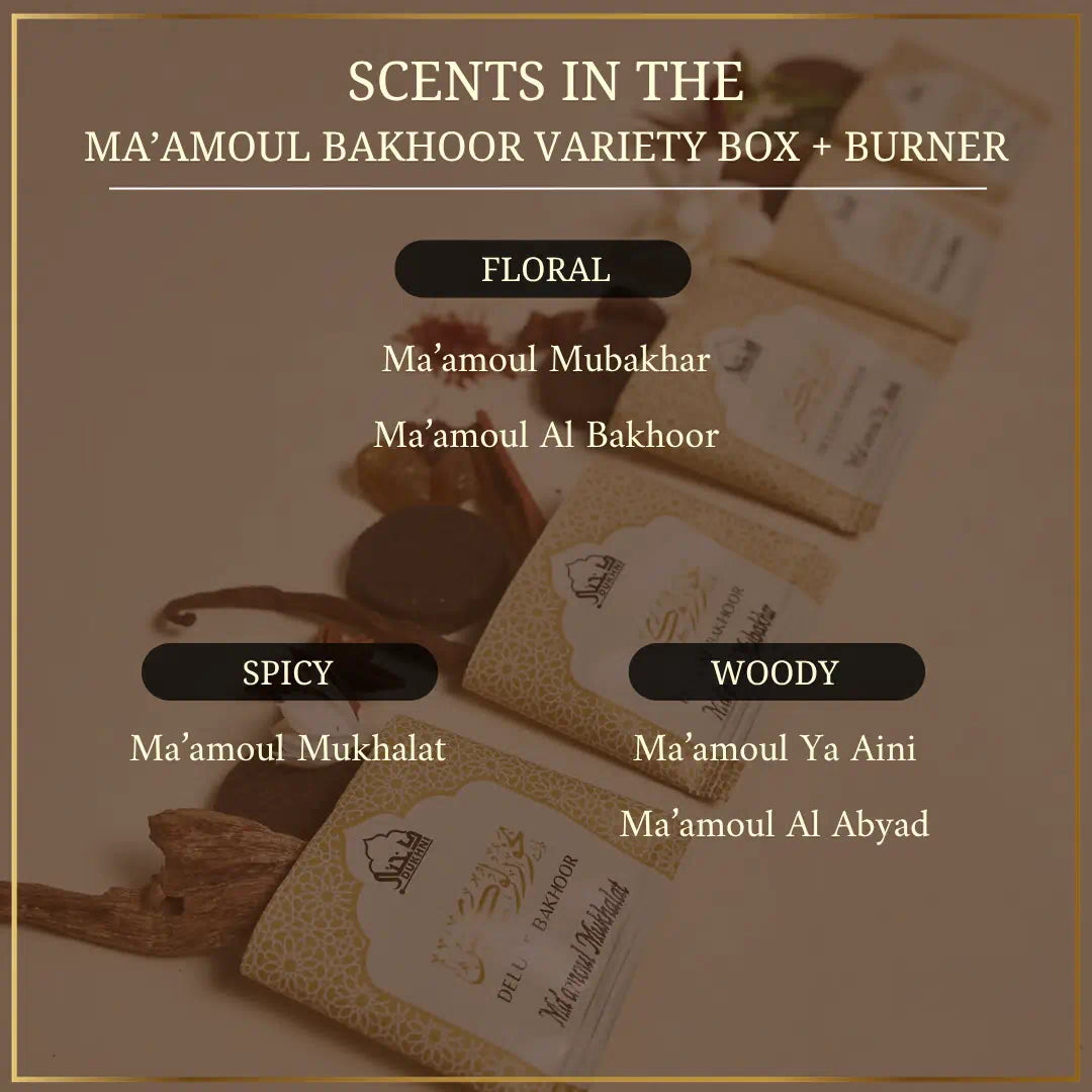 Ma'amoul Bakhoor Variety Box with Burner & Sandalia Attar