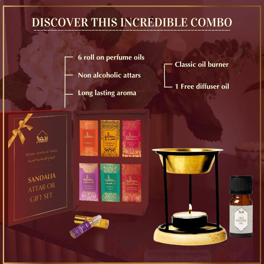 6 6ml Non Alcoholic Arabic Roll On Perfume Oils And Classic Diffuser Oil Burner With Free Arabic Oud Oil UK