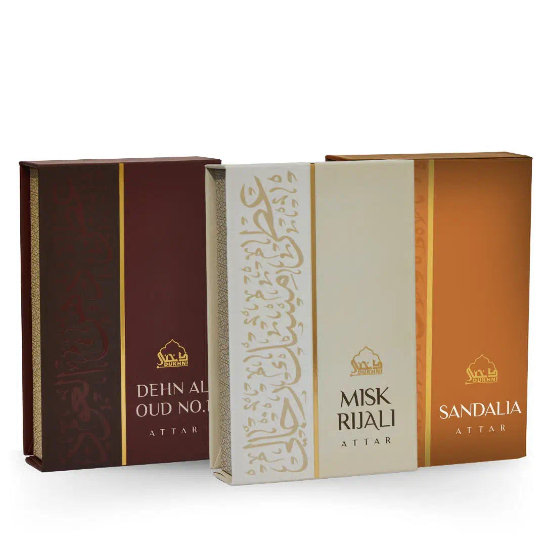 Dehn Al Oud + Misk Rijali + Sandalia | Premium Attar Oil Set