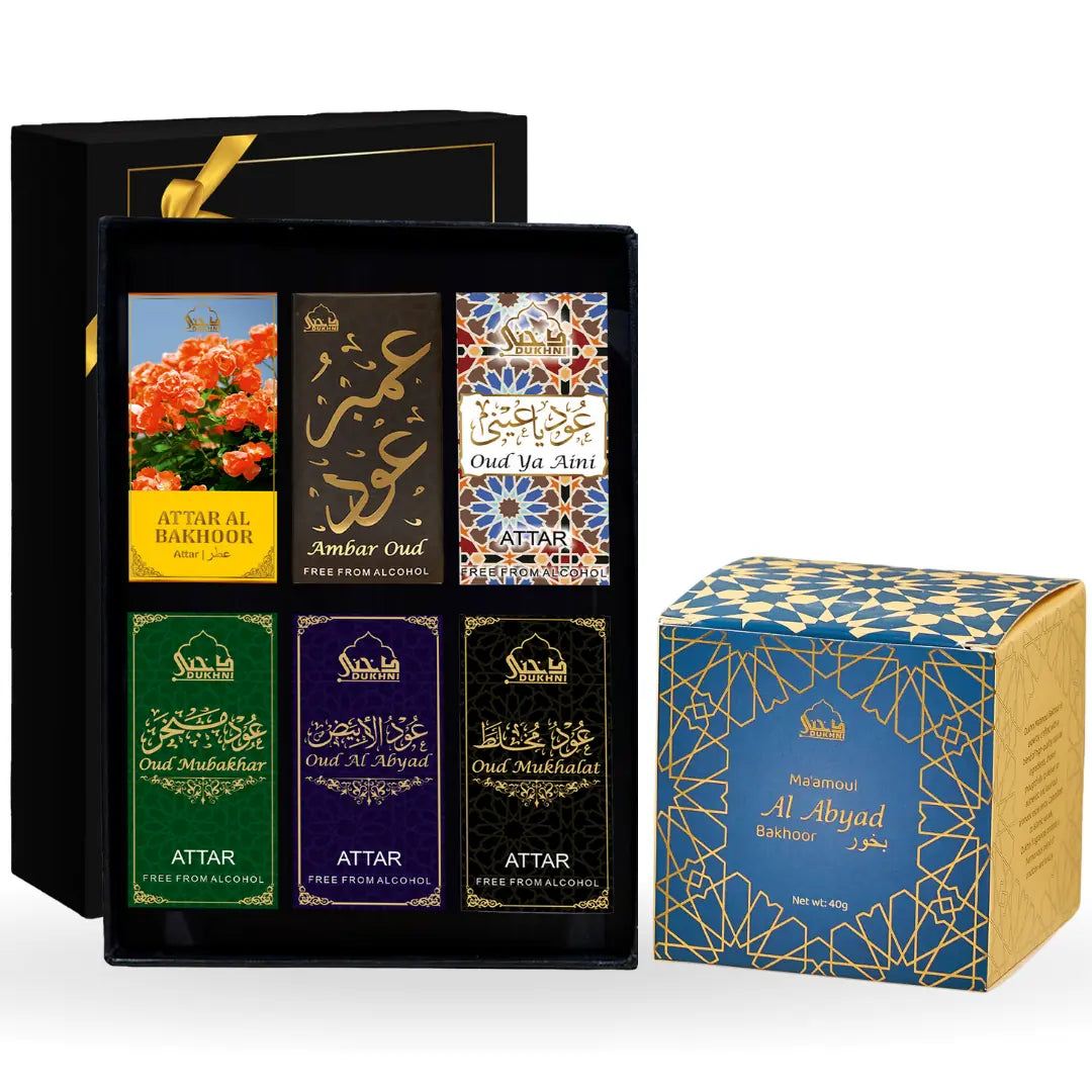 maamoul attar set of 6 attars with maamoul al abyad bakhoor