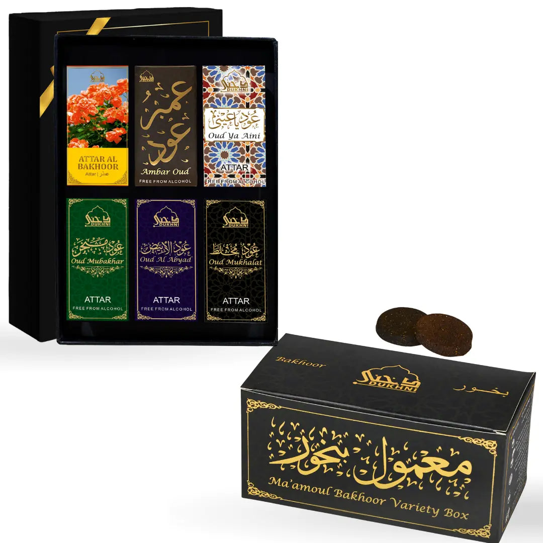 Dukhni Maamoul Bakhoor Variety Box Refil Pack And Maamoul Attar Oil Set Combo Perfect For Ramadan Gifting UK