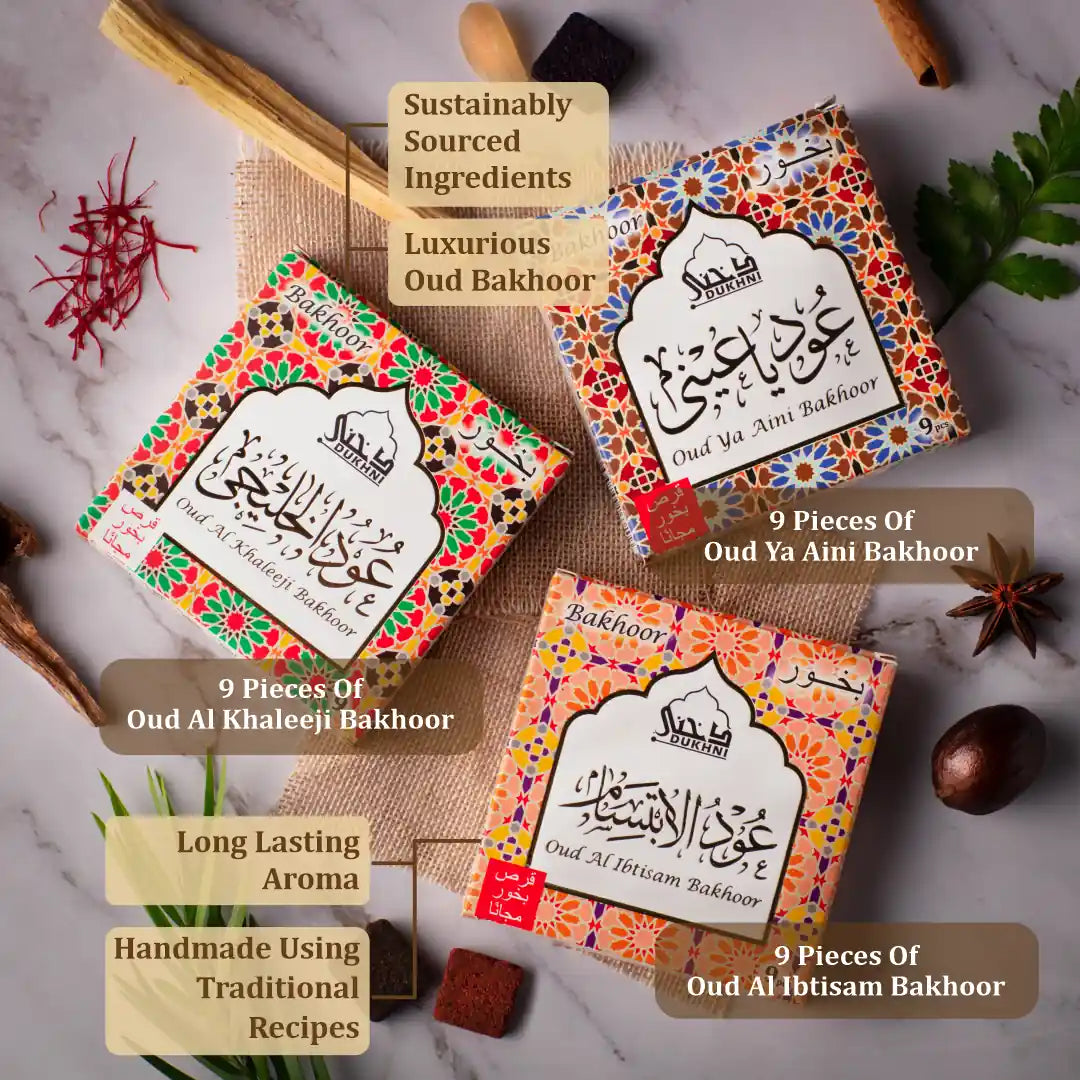 Oud bakhoor features long lasting incense