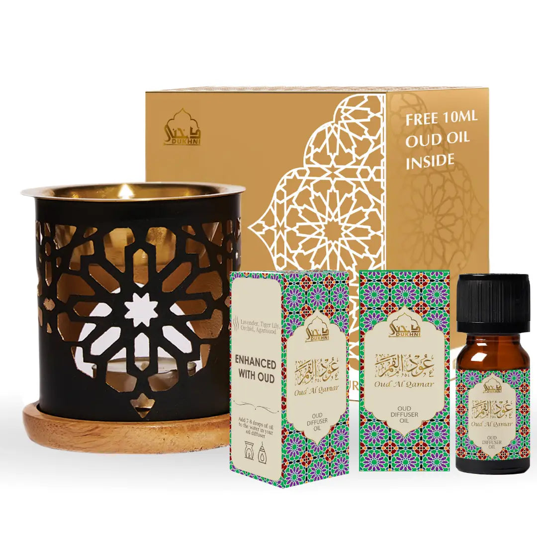 Dukhni Oud Al Qamar Diffuser Oil Arabic Oud Essential Oils With Dukhni Oil Burner For Home Office UK