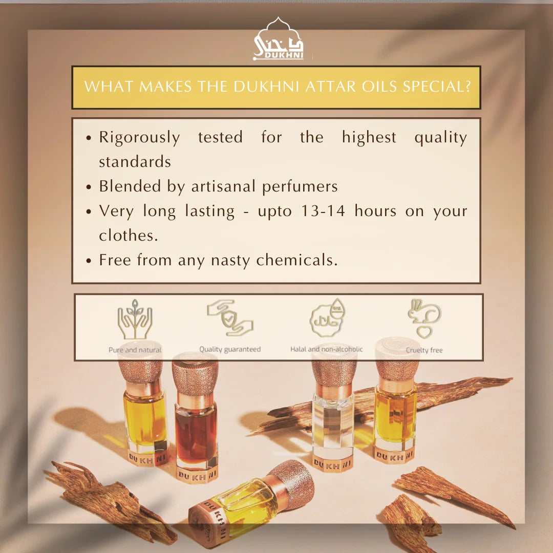 Dukhni Oud And White Musk Attar Combo Arabic Halal Pure Attars Blended By Artisanals Free From Chemicals UK