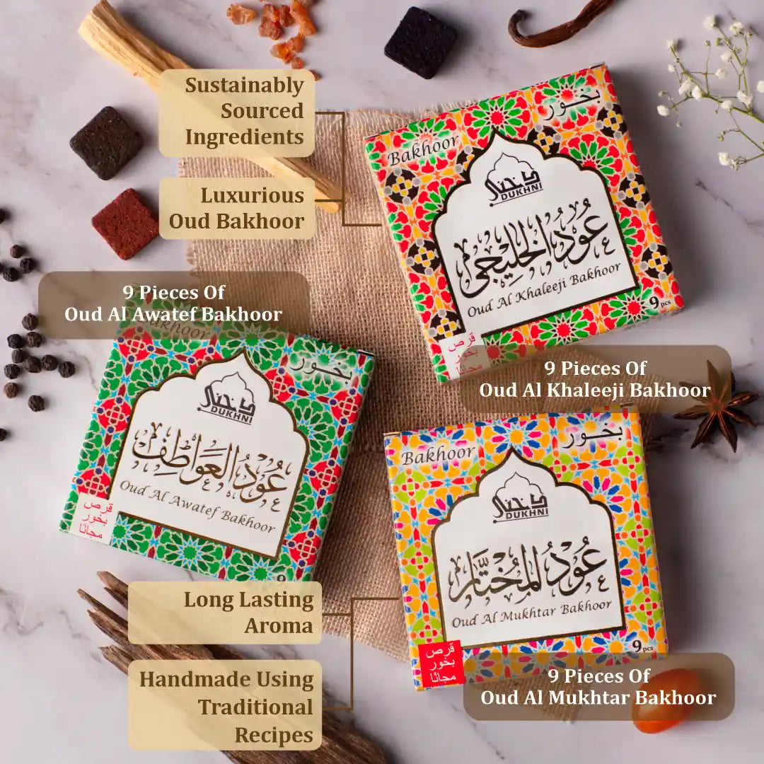 Oud bakhoor features long lasting incense