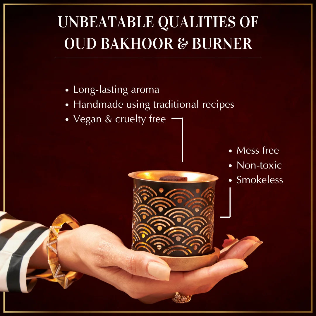 Dukhni Oud Bakhooor Long Lasting Handmade Cruelty Free And Non Toxic Mess Free Smokless Burner    