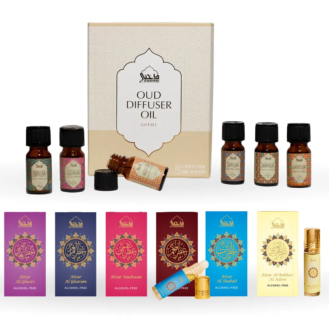 Dukhni Oud Diffuser Oil Gift Set For Home Office Yemeni Attar Oil Set Combo Eid Gift UK
