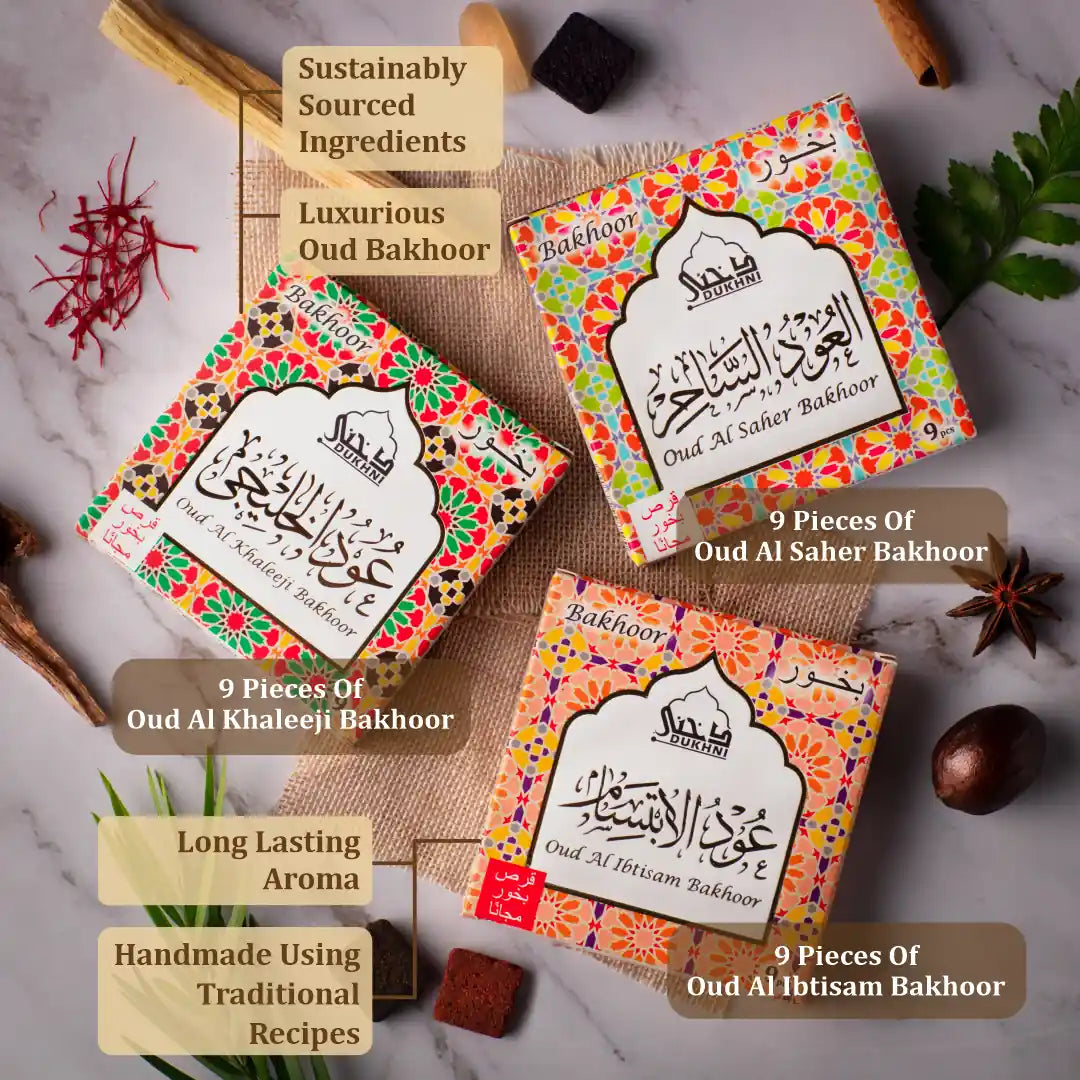 Oud bakhoor features long lasting incense