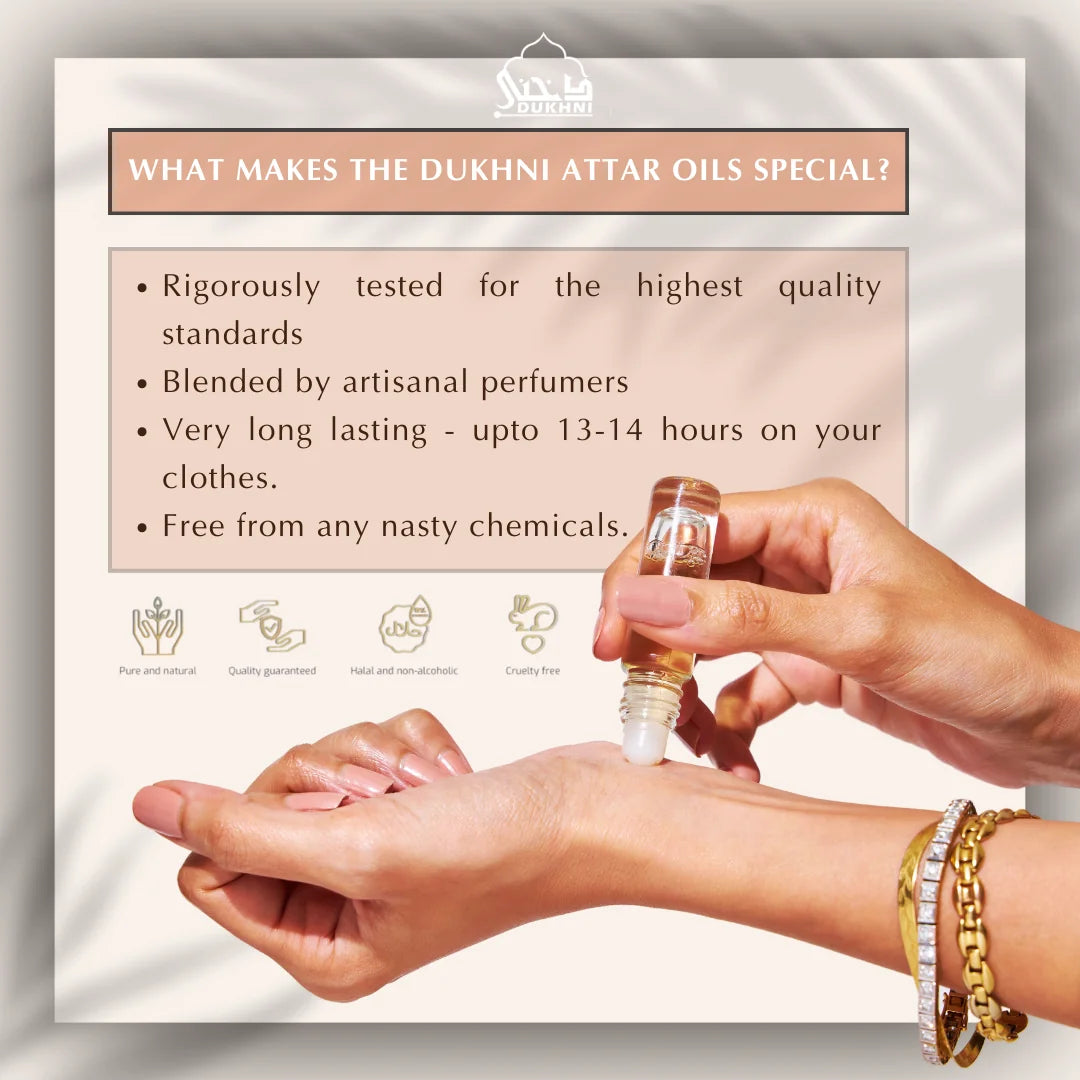 Dukhni Yemeni Attars Apply On Wrist Neck Inner Elbow For Long Lasting Fragrance Blended By Artisanals UK
