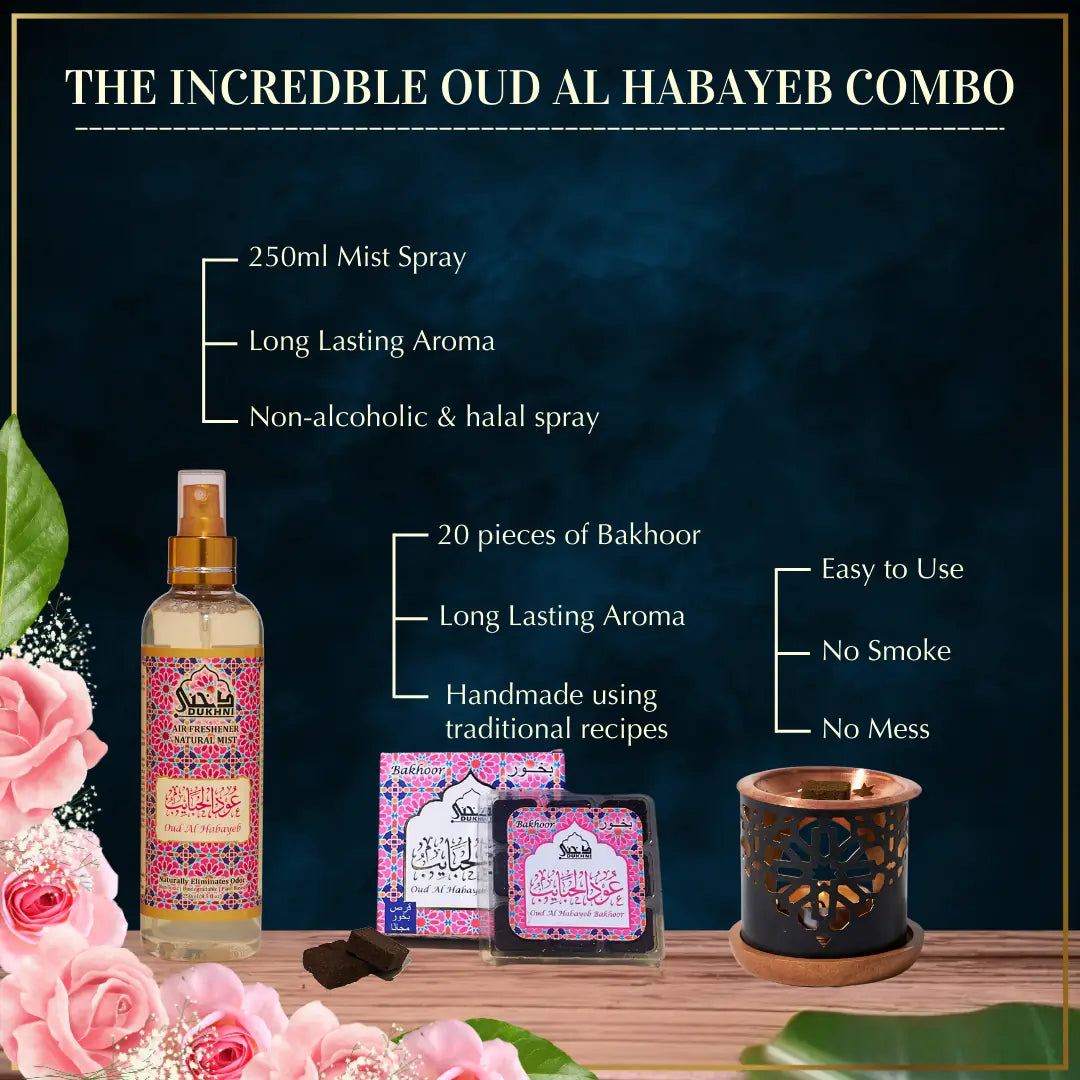 Get 20 Oud Habayeb Bakhoor Pieces With Smokeless Mess Free Burner And 250ml Mist Spray In This Combo UK