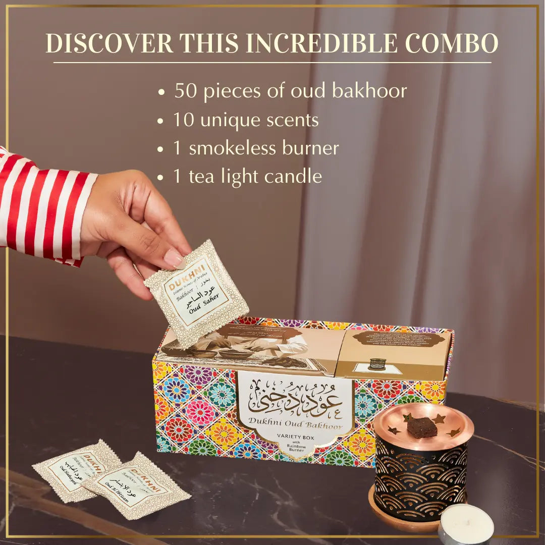 Oud Bakhoor Variety Box with Smokeless Burner + Refill Pack