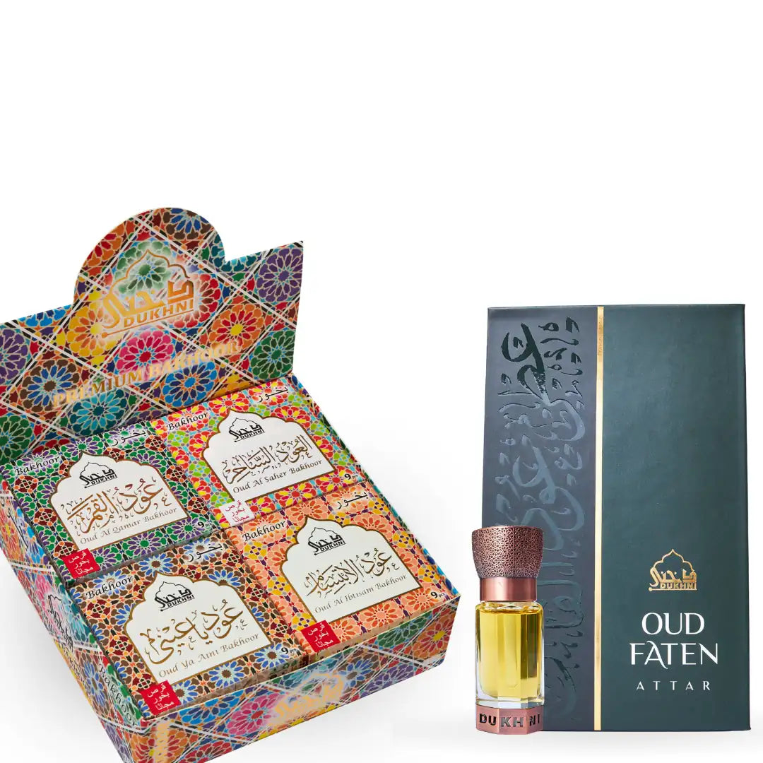 Oud Bakhoor Collection Set And Oud Faten Attar Oil Bakhoor And Attar Combo UK