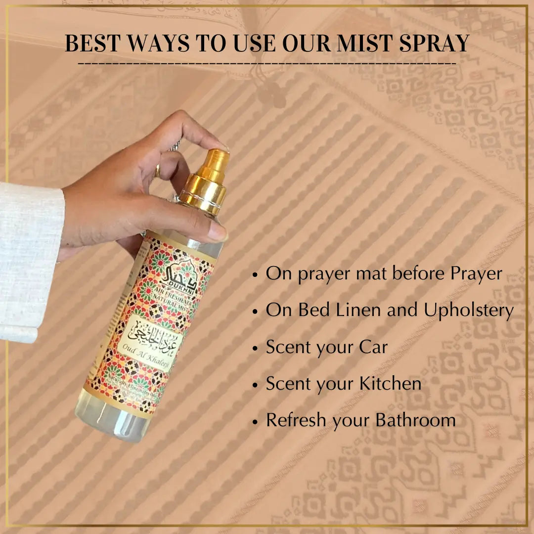 Oud Khaleeji Spray Perfect For Use On Prayer Mat Living Room Bathroom Car Study Room Kitchen Upholstery UK