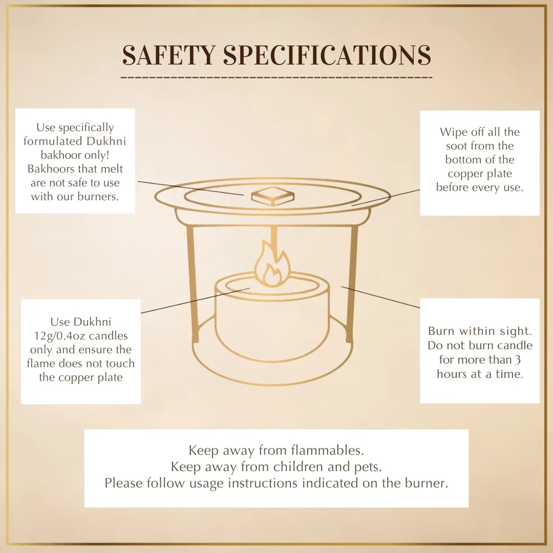 Safety specifications while using dukhni smokeless burner 
