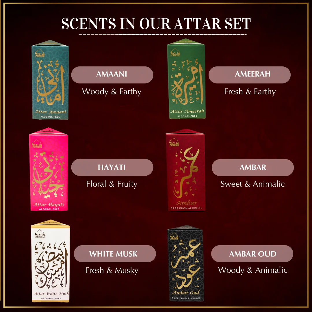 Scent Description Earthy Animalic Woody Scents In Dukhni Luxury Attar Set Assorted Scents Perfect Gift For Ramzan UK