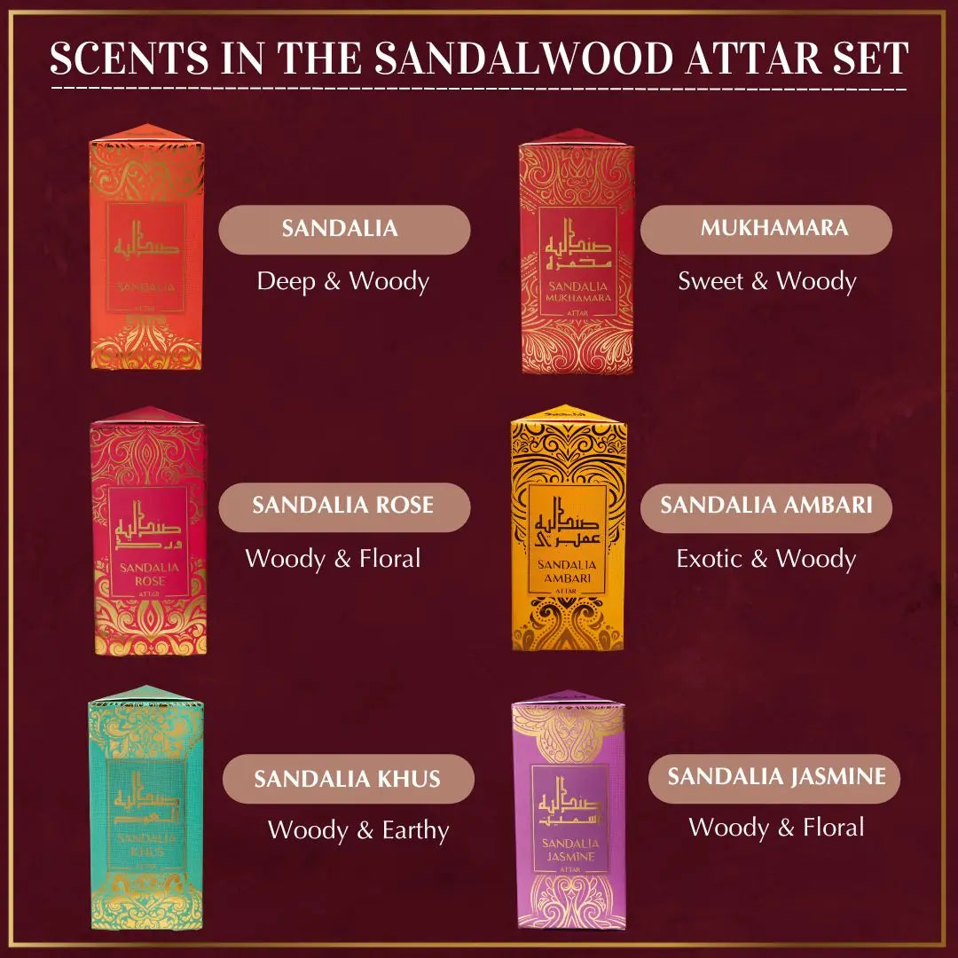 Scent Description Floral Earthy Woody Scents In Dukhni Sandalwood Attar Set Perfect Gift For Eid UK