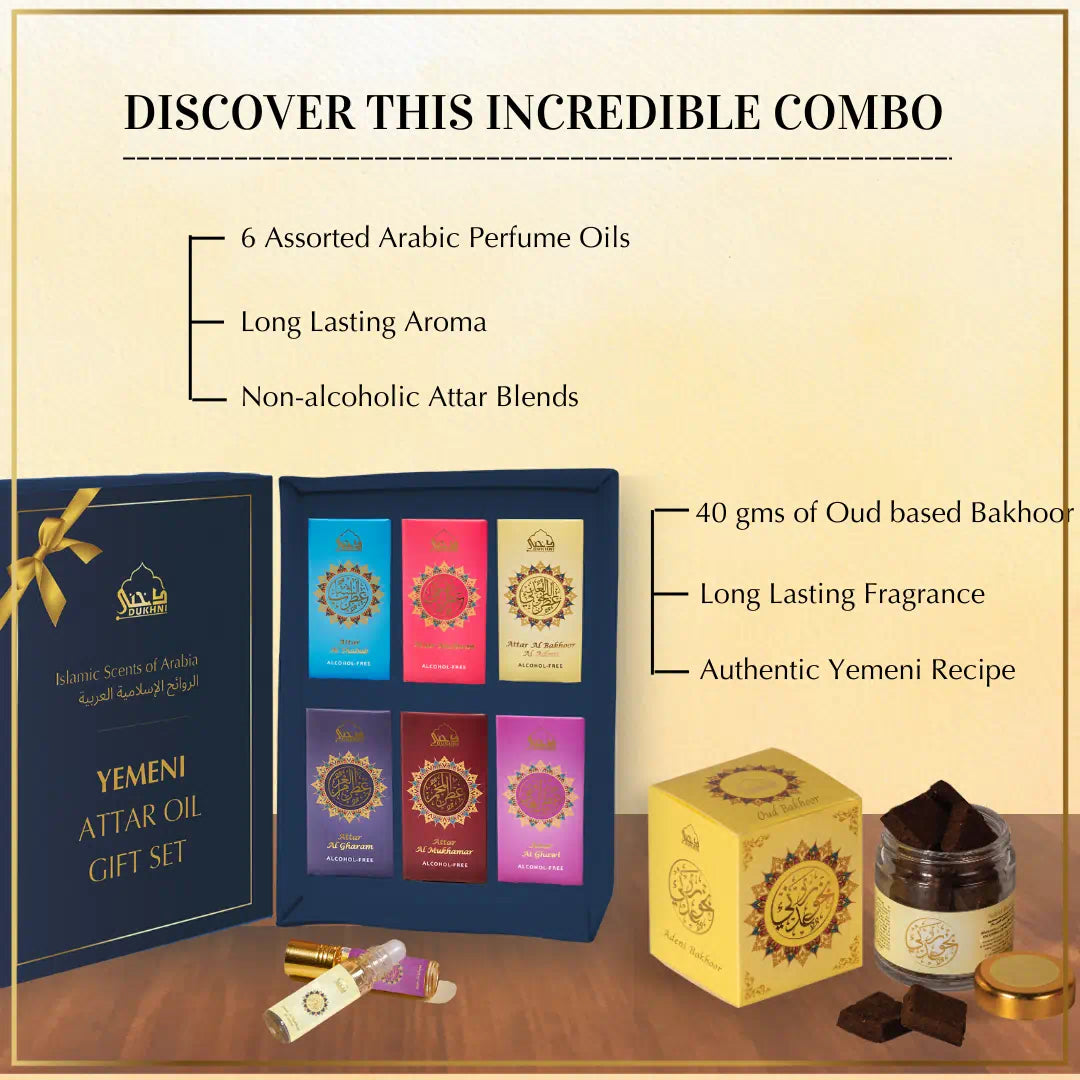 Yemeni Attar Oil Set 6 Non Alcoholic Assorted Roll On Attar Oil Blends Long Lasting Aroma Lasts For 14 Hours UK